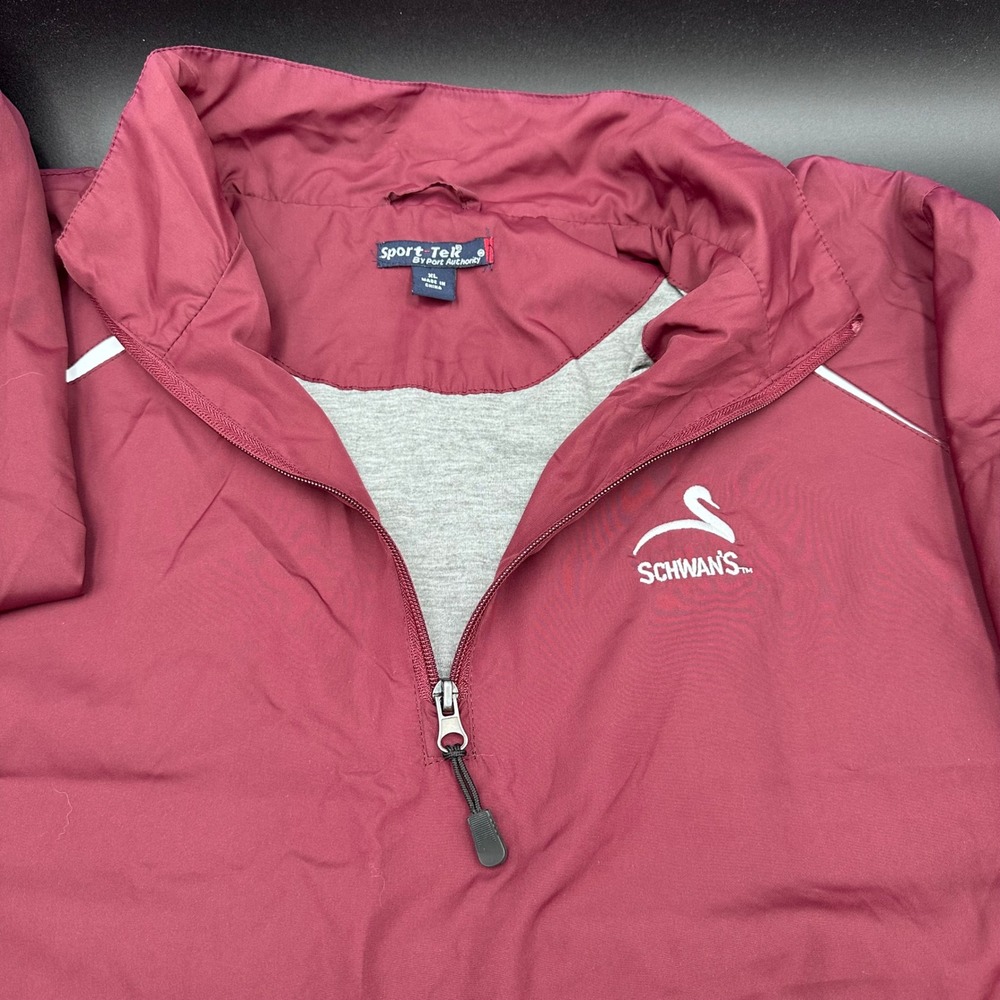 Mens Sport Tek Pullover Jacket XL Burgundy Schwan's Windbreaker Lightweight - Picture 11 of 13